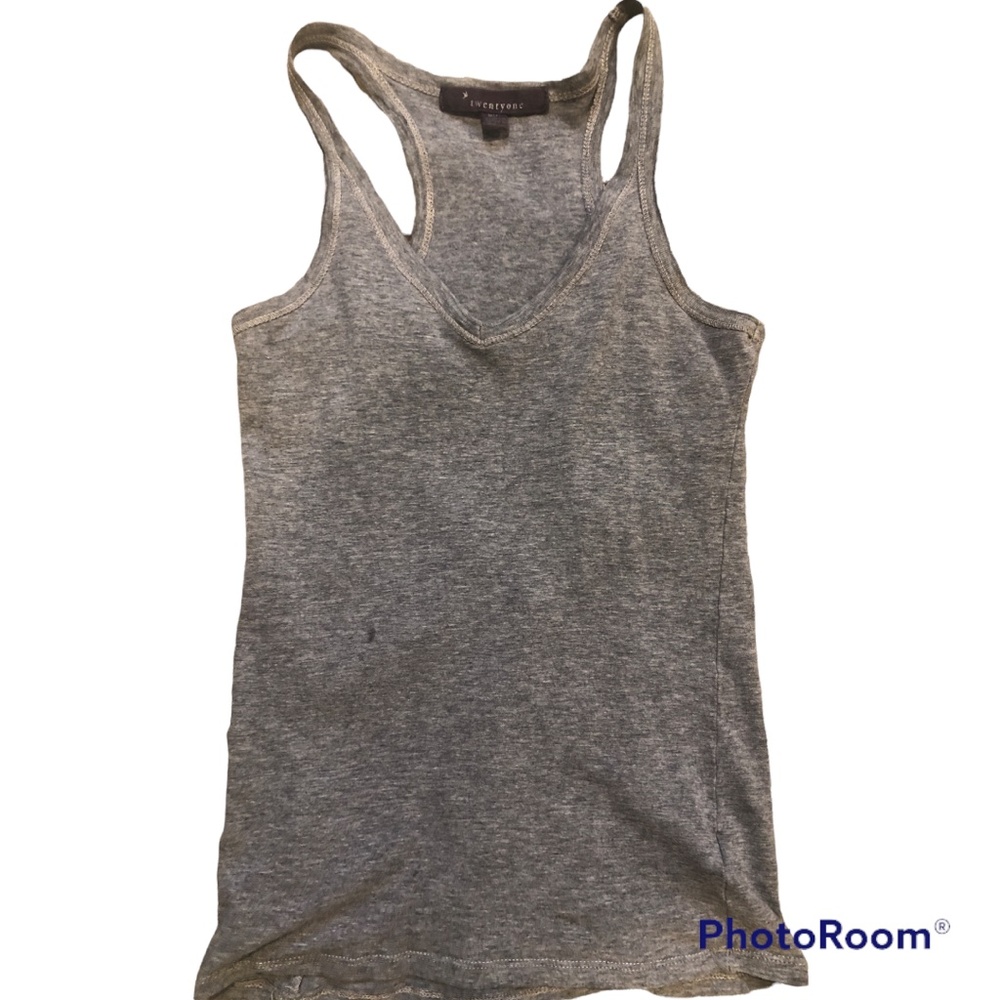 grey racerback tank top, v neck